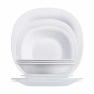 Vajilla Moderna De Vidrio Opal Carine Luminarc Blanco