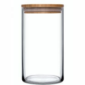 Frasco de vidrio especiero con tapa de bamboo