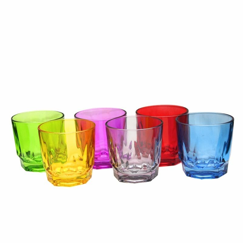 Juego De Vasos De Vidrio Colors Para Whiskey 11 Oz - 6 Pzas