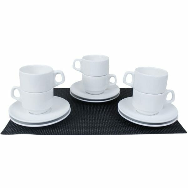 Set de tazas y platos de porcelana de Vencort, calidad para tu restaurante, cafetería y bar