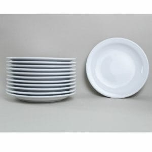 Platos Trinche 27 Cm De Porcelana Blanca Para Restaurante - 12 Pzas