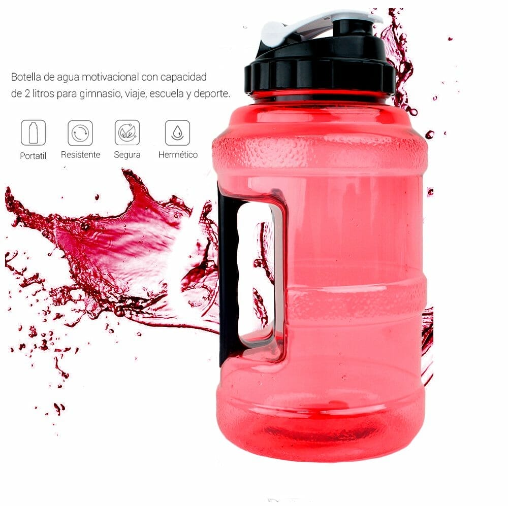 Botella De Agua Motivacional 1l Botella Gym Botella Deporte tapa rosado