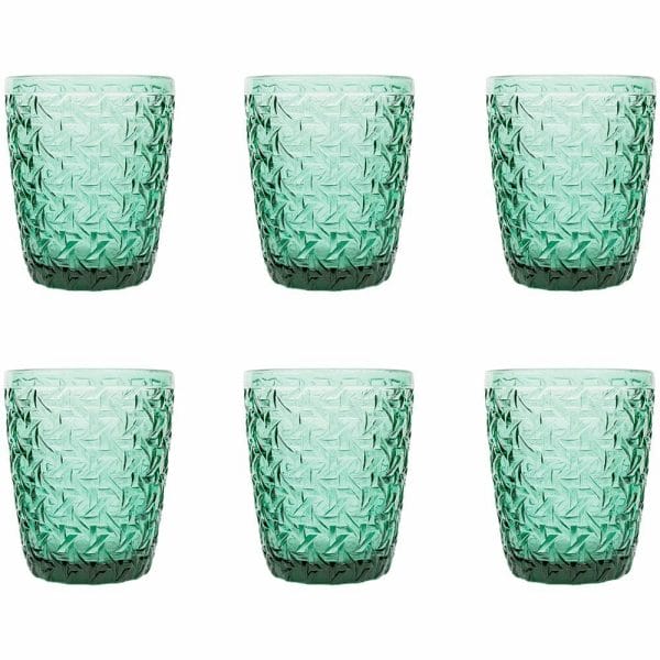 Juego 6 Vasos De Vidrio color Verde de 300ml